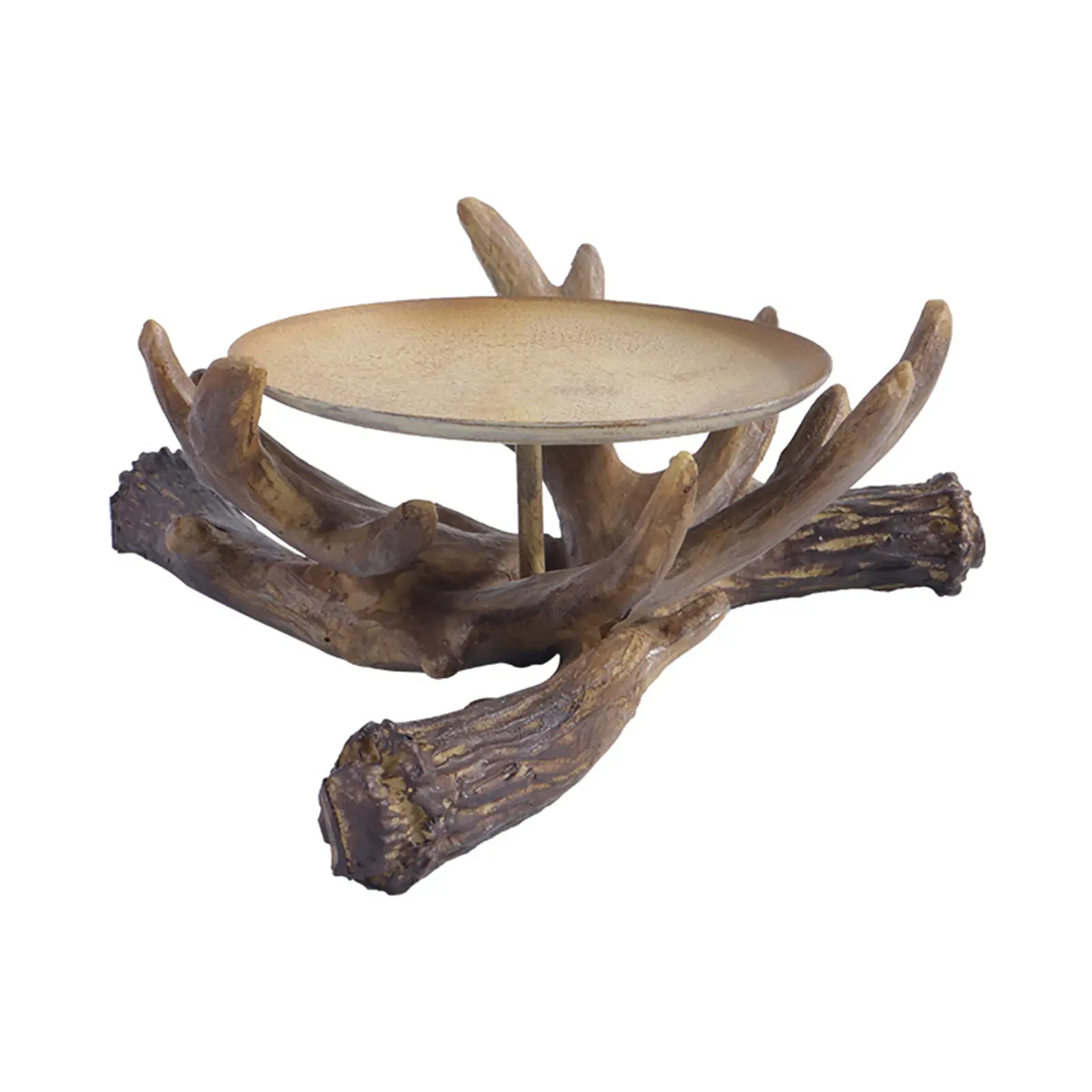 Antler Resin Candle Holder Rustic Desktop Ornament, Decorative Stand for Anniversary Memorial Day Holiday Table Centerpiece, Home Accent Gift for Nature Lovers,  Durable Lightweight for Living Room Bedroom Office Entryway