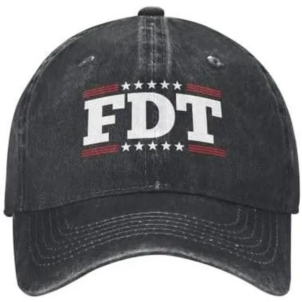 FDT Unisex Adjustable Vintage Cotton Washed Denim Baseball Cap - Adjustable Snapback, Casual Outdoor Hat with "Not My President" Design for Sports & Outdoor Use