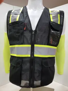 FX Safety High Visibility Black Safety Vest | Meets ANSI/ISEA Standards/ Black Safety Vest with Clear ID Pocket