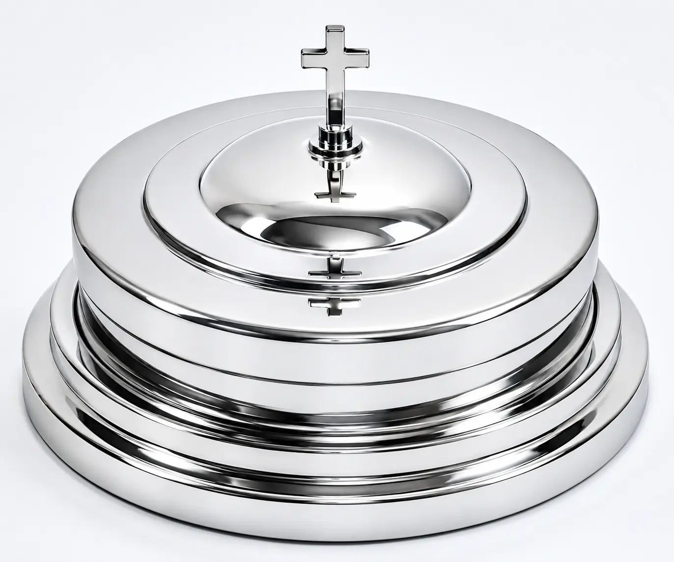 The Miracle Meal 3-Piece 304-Grade Stainless Steel 10-Cup Communion Tray Set - Lightweight and Compact, Corrosion-Resistant Mirror Polish Kit with Plates, Lid, Base Insert for Church Worship, Mission Fields, Nursing Homes (For Pastors)