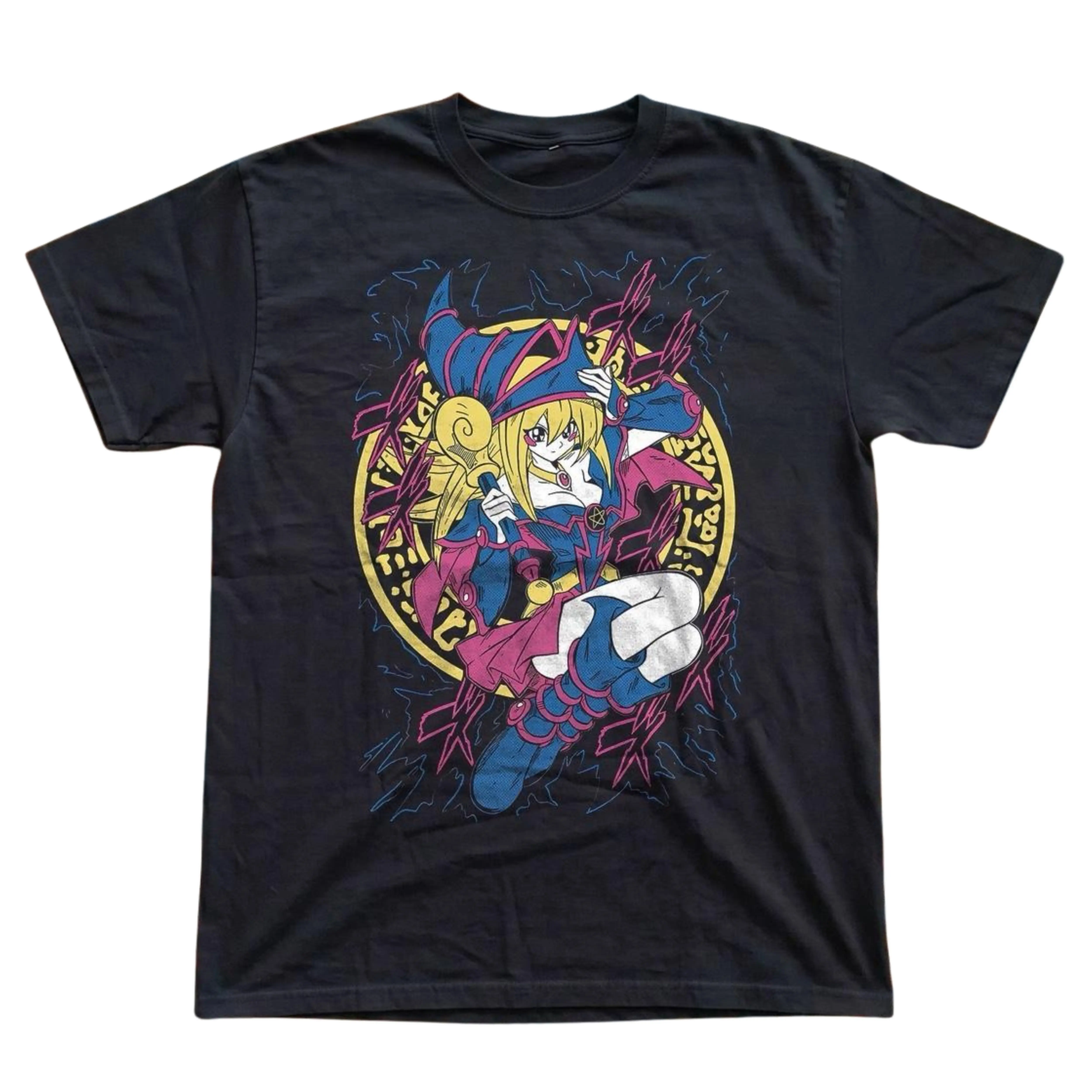 Gildan Men's and Women's T-Shirt, Vintage Yu-Gi-Oh! Graphic Tee, Dark Magician Girl Spell Circle Shirt, Retro Japanese Manga Spellcasting Top, Y2K Grunge Aesthetic Streetwear Clothes, Cool Otaku Anime Gift Idea, Retro Alt Apparel Unisex, Cotton, Menswear