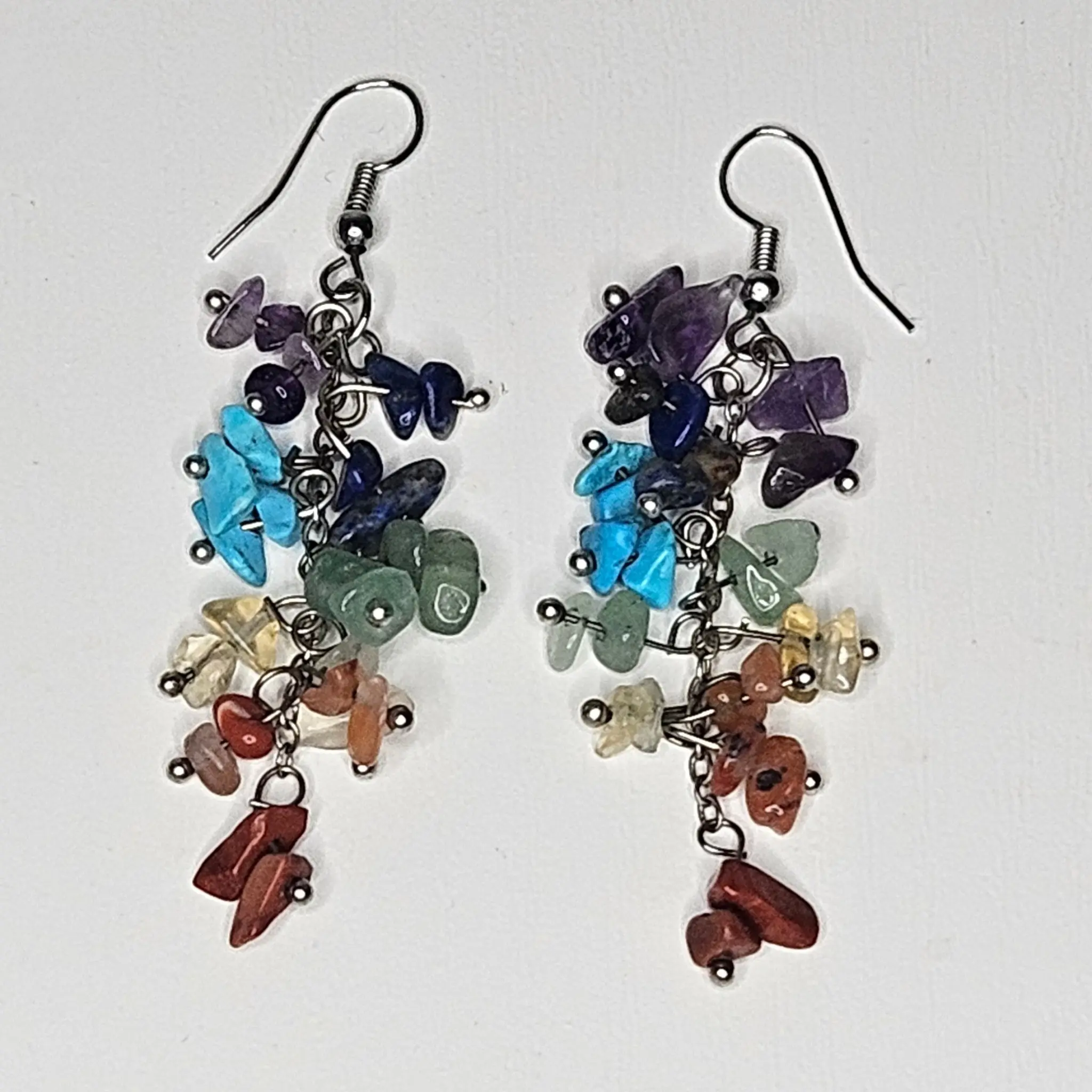 Gemstone Natural Chakra Drop Earrings