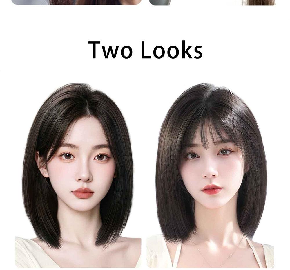 Real Human Hair Topper with Bangs – Volumizing High Root Lift Cover Gray Invisible Lightweight Top Piece for Women Thinning Hair