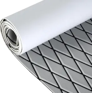 KXKZREN EVA Foam Boat Decking Sheet Premium Marine Flooring Pad Grey with Black Diamond Pattern Non-Slip Self-Adhesive Boat Mat Carpet UV Resistant Faux Teak Deck Roll for Yacht RV Pontoon Motorboat Swimming Pool Flooring DIY Installation Boat Accessories