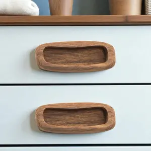 HomeRoots 476581 Brown Teak Wood Drawer Pull Knobs - Set of 2