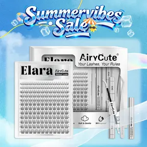 Elara AiryCute Natural Wear Cluster Lashes, Eyelash Extensions with Ultra-Soft Seamless Thin Band, Waterproof, Long-Lasting, Easy-to-Apply, All-Day Comfort & Security, Perfect for Beginners, Natural Glam Look #SummerVibes