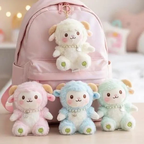 Cute Oversized Baby Sheep Plush Keychain, Animal-Themed Bag Clip, 4-Color Bag Hook Fashion Accessory, Animals, Choking Hazard Small Parts