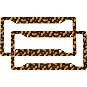 2 Pcs Car License Plate Frames for Women Men - 4 Holes Solid Aluminum Peanuts License Plate Cover for Car Accessories for Women Men with Fasteners and Screws ﻿