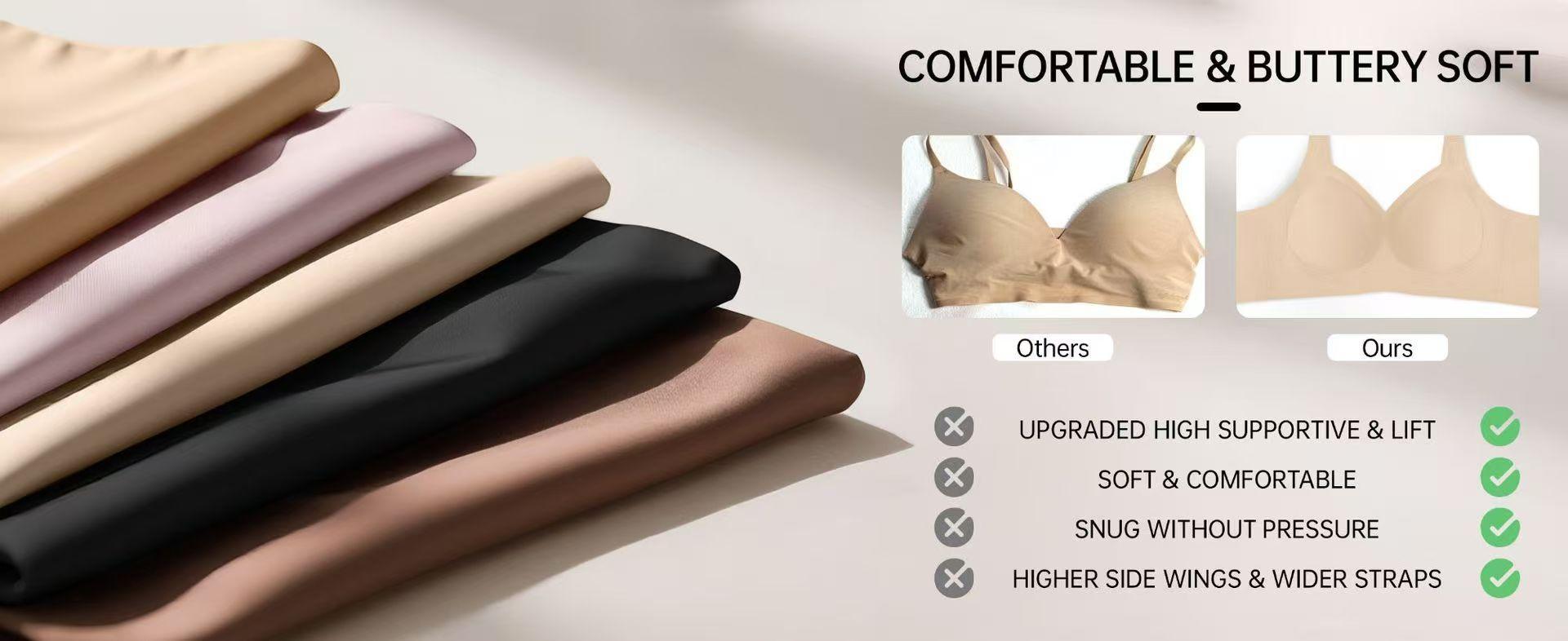 JIAJIA Women Jelly Bras Wirefree Full Coverage No Underwire Everyday Bras Comfortable Wireless Padded Tshirt Bra summervibes