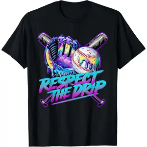 Baseball Drip Ice Cream Dripping Respect The Drip  Men T-Shirt Graphic tees