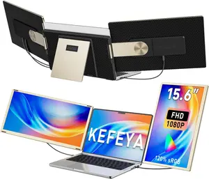 KEFEYA Laptop Screen Extender 15.6", FHD 1080P Portable Triple Monitor for Laptops 13-17.3", 120% sRGB 235° Rotation Detachable Laptop Monitor Extender for Windows/Mac/Dex/Chrome/Surface, Plug n Play summervibes