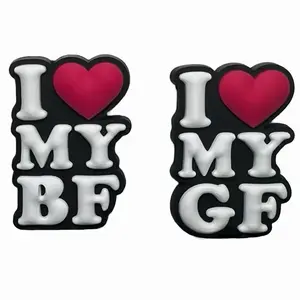 2pcs I Love My BF/GF Matching Shoe Charm Set - Footwear Decor Accessories for Couples Comfort Love