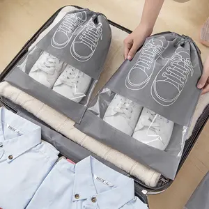 10pcs large shoe bags with dirt-proof and dust-proof features, featuring transparent windows and drawstring closures, making them the ideal choice for travel and home storage