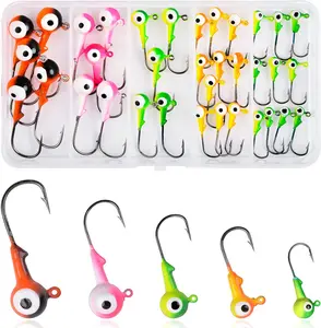 Fishing Jig Heads Hooks Kit, 35/60pcs Fishing Lures Jig Heads with Ball  Crappie Jig Heads Fishing Jig Hooks for Bass Trout Soft Worm Shrimp Lures Freshwater Saltwater
