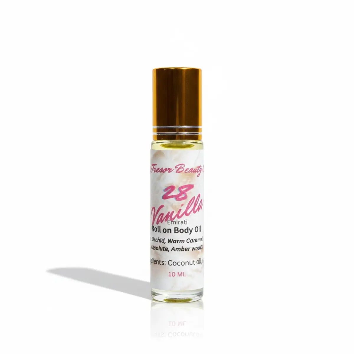 Vanilla Scent Roll-On Body Oil Moisturizer, 10 ml Hydrating Body Care Scented Formula with Coconut Oil for Smooth Nourished Skin, Alcohol-Free for Adults & All Skin Types, Roll On Oil