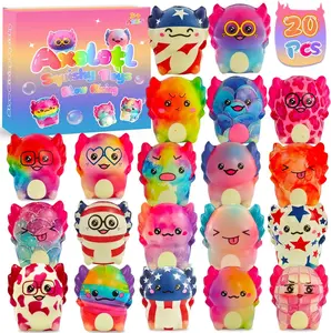 Valentine’s Day Axolotl Squishy Toys 20-Pack Slow Rising Fidget Squishies for Kids Classroom Exchange Gifts School Party Favors Cute Valentine Gifts for Boys & Girls