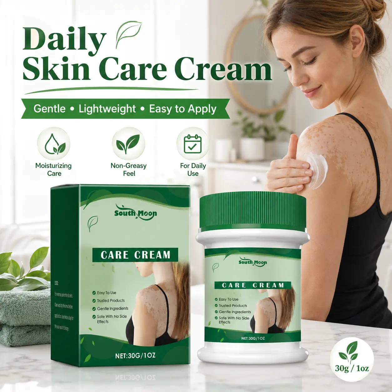 Daily Moisturizing Lotion - Lightweight, Gentle Nourishing, Antibacterial Single 30g Body Cream for External Chest & Daily Care