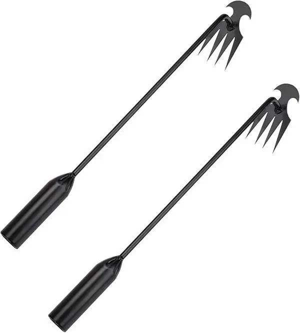 19-Inch Heavy Duty Garden Weed Puller Tool | 4-Tine Manganese Steel Hand Weeder with Ergonomic Handle for Lawn & Farm Gardening