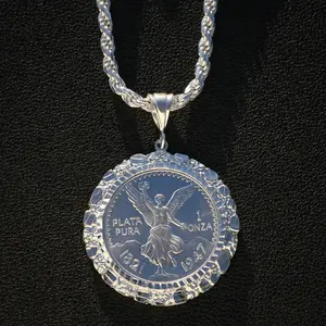 Silver Nugget Bezel Centenario Pendant - 925 Silver
