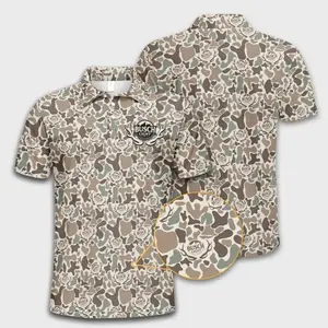 Men’s BUSCH Deer Camouflage Polo Shirt Lightweight Performance Outdoor Summer Wear Outfit