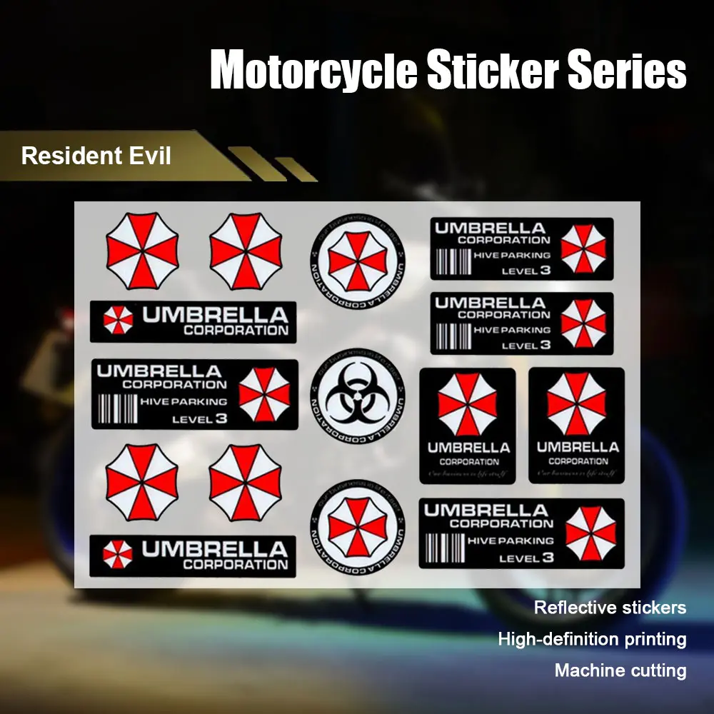 Car Stickers Nuclear Radiation Warning Decals Resident Evil Umbrella Reflective Motorcycle Body Decoration Helmet Wheel Stickers
