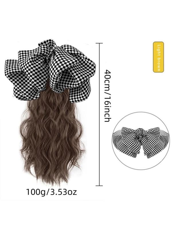Long Wavy Claw Clip On Black White Bow Hair Extensions Pony Tail Hairpiece Lady Wigs for Women Wig Ponytail Bow Hair Accessories Girls Grab Clip Water Ripple Ponytail Braid High Value Wig Human Hair(Dark Brown,Black Bow) Long Wavy Claw Clip On Black White Bow Hair Extensions Pony Tail Hairpiece Lady Wigs for Women Wig Ponytail Bow Hair Accessories Girls Grab Clip Water Ripple Ponytail Braid High Value Wig Human Hair(Dark Brown,Black Bow)