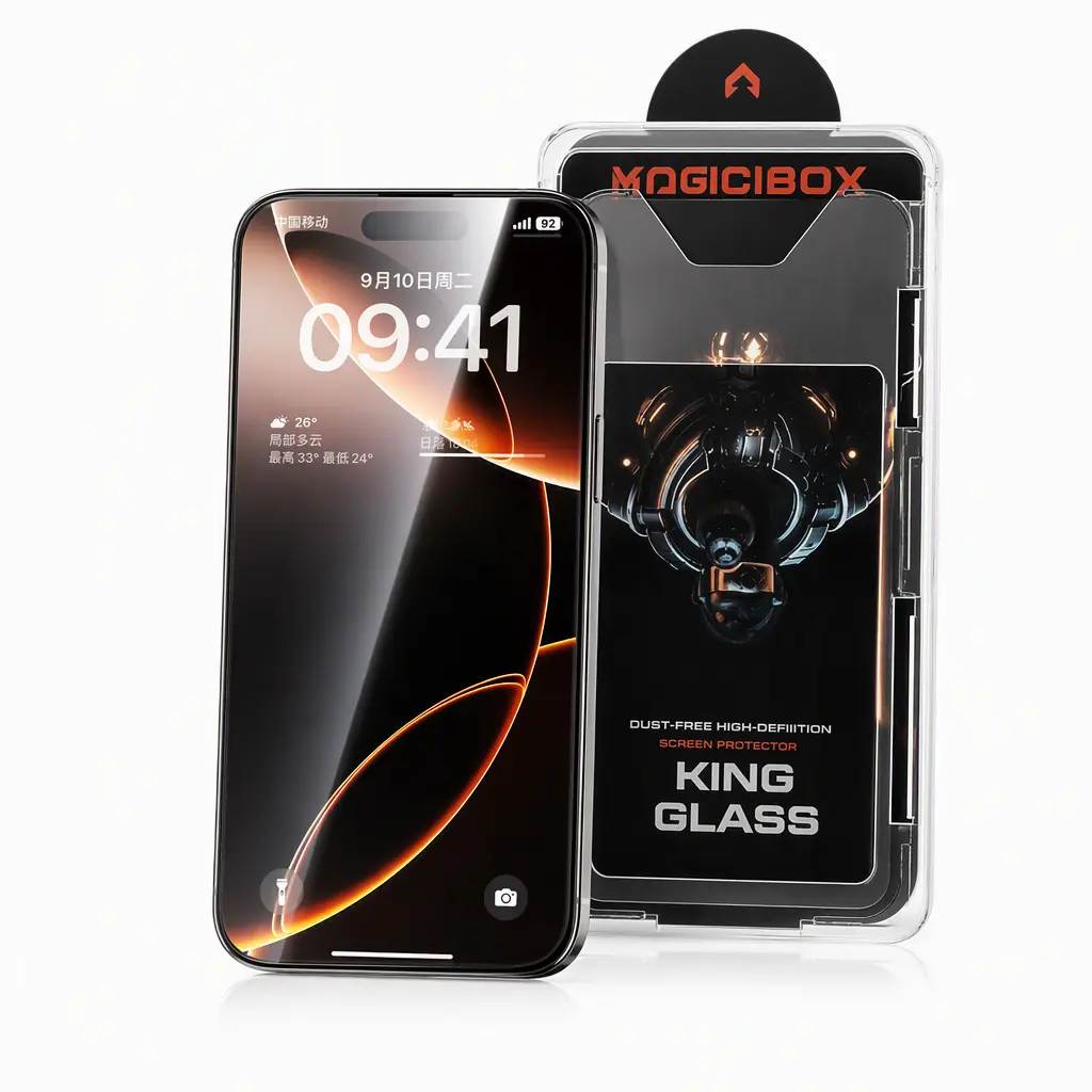 iPhone 15 Tempered Glass Screen Protector Accessories - 9H HD, Anti-Fingerprint, Bubble-Free, Dust-Free with Automatic Install Tray and Earpiece Dust Mesh