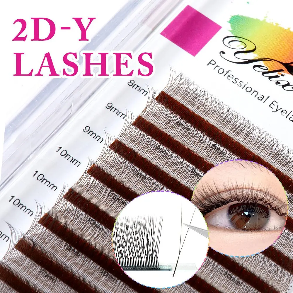 Yelix Y Shaped Lashes Auto Fans 2D Eyelash Extensions Dark Brown Premium Individual False Lashes Professional Lash Extension 2026 New