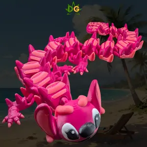 DG Blue & Pink Alien Flexi Figure - 3D Printed Tropical Creature