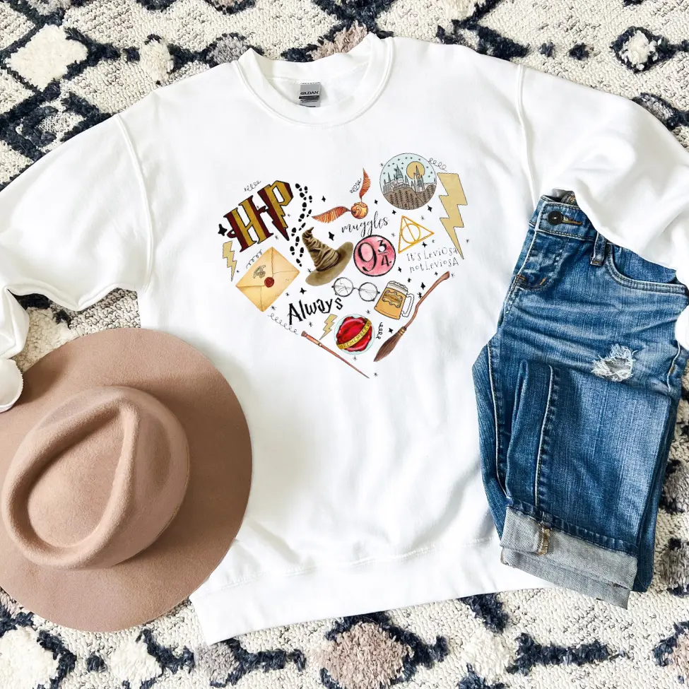 Wizard Harry Sweater, Wizard Heart Sweater, Wizard Potter Shirt Sweater, Universal Theme Park Visit Sweater Shirt