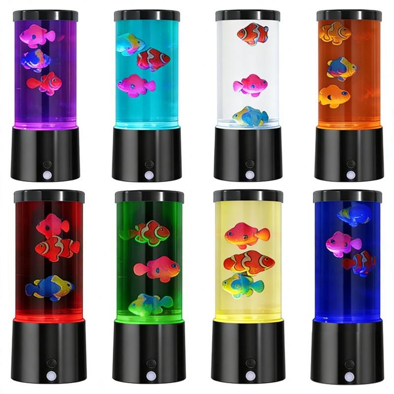 Aquarium Light Jellyfish Small Fish Volcano 3 Options RGB LED Remote Control Fish Tank Decorator Night Light Aquarium Decoration Pet Gift