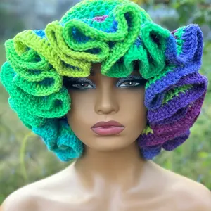Color Stylish Crochet Ruffle Hats