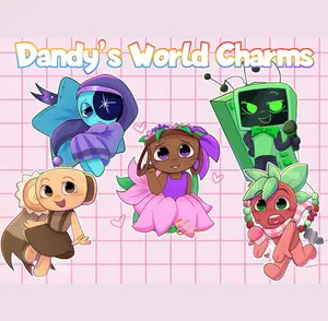 Dandy's World Keychain Acrylic Charms - Astro Shelly Sprout Vee Bassie Roblox Keychain Acrylic Charms, Cute, Durable, And Perfect For Bags, Keys, Or Gifts