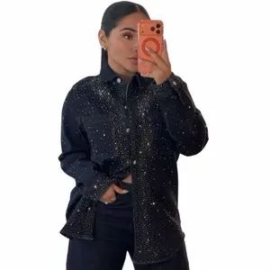 Sol Denim Jacket- (not sol as a ) Women's Dark Wash Denim Jacket with Side Rhinestone Embellishment