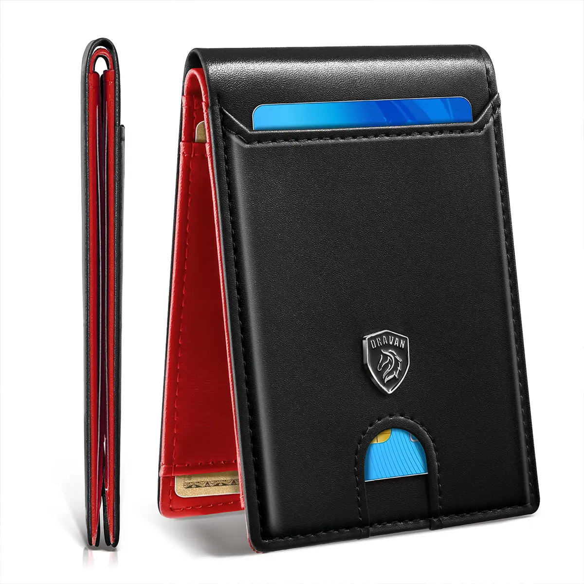 VTLASK Slim Wallet for Men -RFlD MensWallets with Money Clip and 12 CreditCard Holder -Minimalist Mens Wallets Leather-Black
