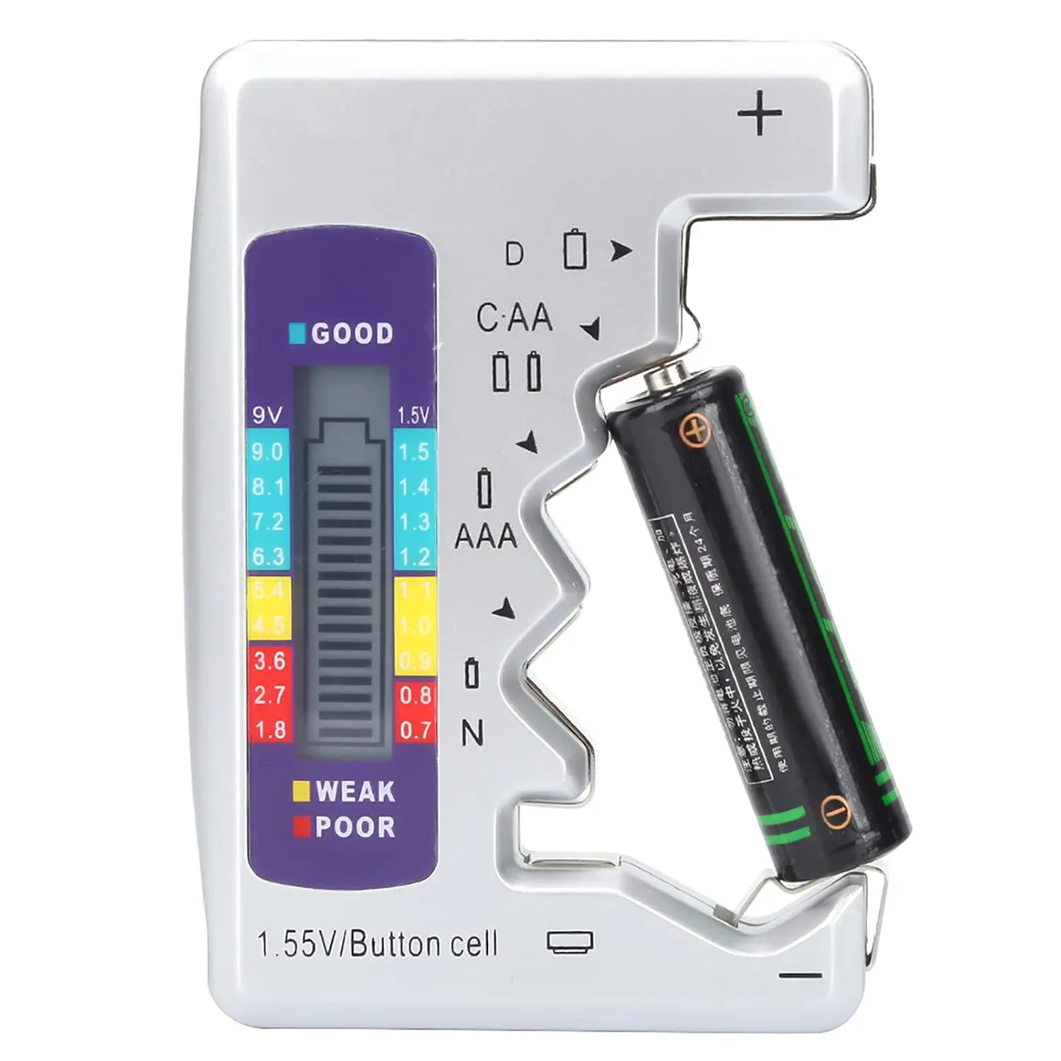 【DealsForYouDays】Two Piece Pack Battery Tester Checker, Seven Type Universal Battery Checker for C AA AAA D N 9V (6F22) and 1.5V Button Cell Household Batteries (Requires No Battery for Operating)