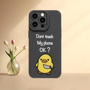 Protect Your Phone Soft with Don't Touch My Phone Little Chicken Pattern TPU Case for iPhone 17 Pro Max 16 16e 15 14 Plus 13 12 Mini 11 Air X XS XR Straight Edge Drop-Resistant Rugged Durable Cover Shell Gift 2D printing