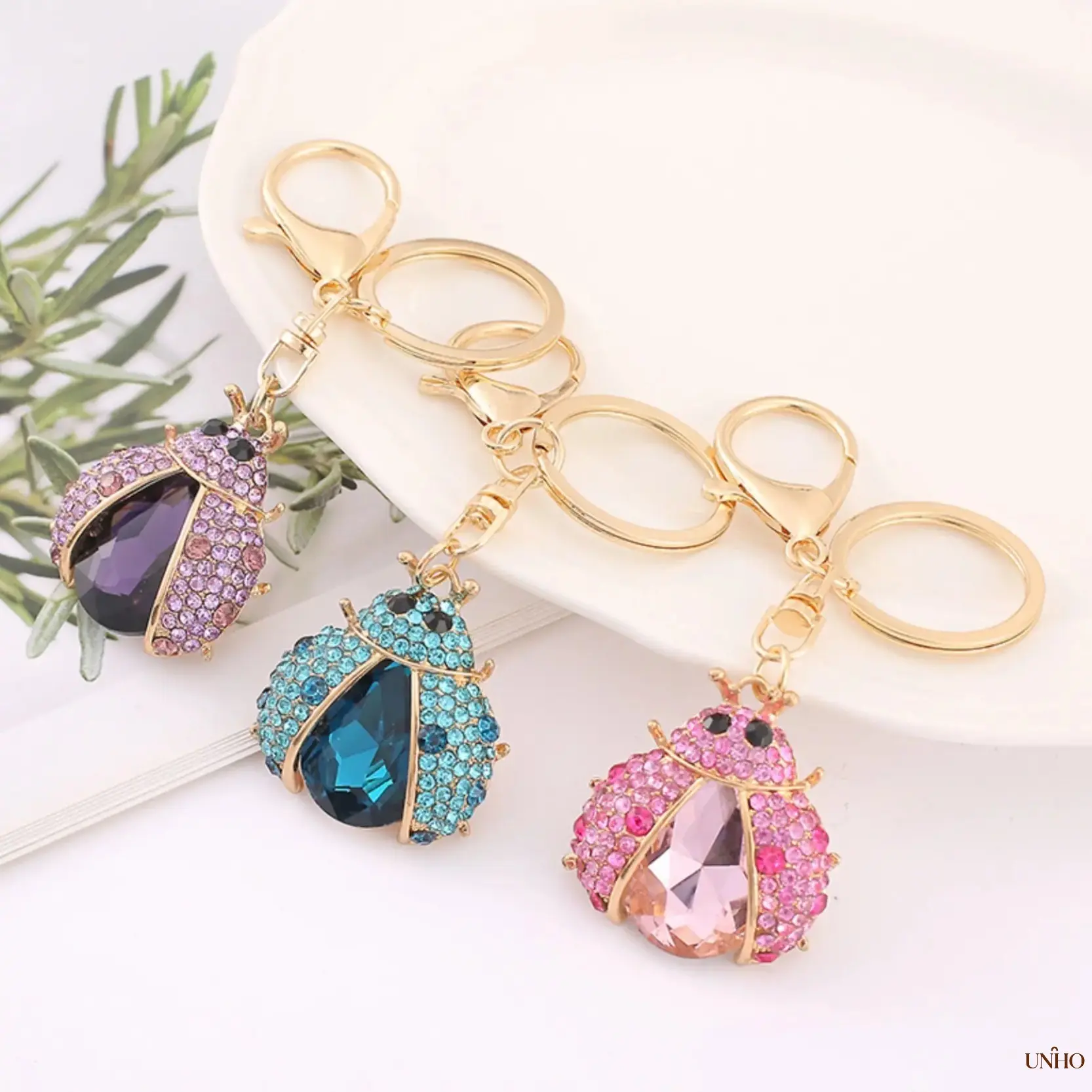 Multicolor Rhinestone Ladybug Key Ring Bag Charm, Shiny Alloy Crystal Beetle Pendant, Versatile Sports Outdoor Accessory For Backpacks Handbags Daily Car Keys & Travel Decor