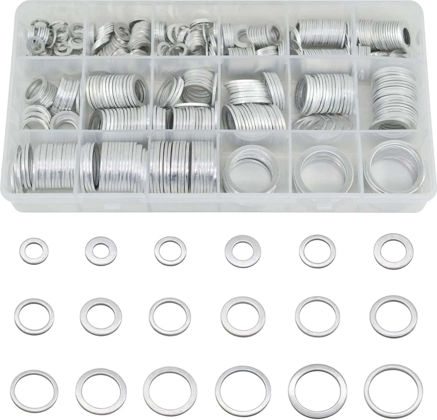 540pcs Oil Drain Plug Gaskets Oil Crush Washers Aluminum Flat Washers Automotive Engine Washers Assortment Kit (M6 M8 M10 M12 M14 M16 M18 M20 M22 M24)