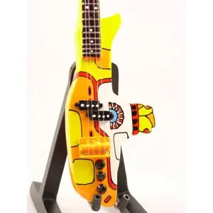 Miniature BEATLES YELLOW SUBMARINE Guitar with Free Display Stand Collectible GIFT