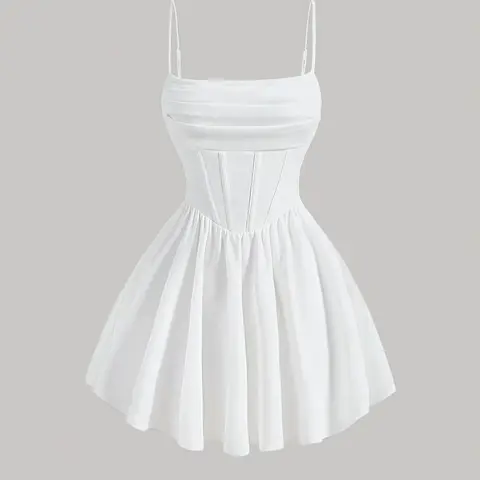 Women's Elegant Spaghetti Strap Strappy Knit Dress, Elegant Party Dress, Breathable Lightweight Sleeveless Backless Design, Perfect for Parties & Special Occasions, Stylish Summer Fit