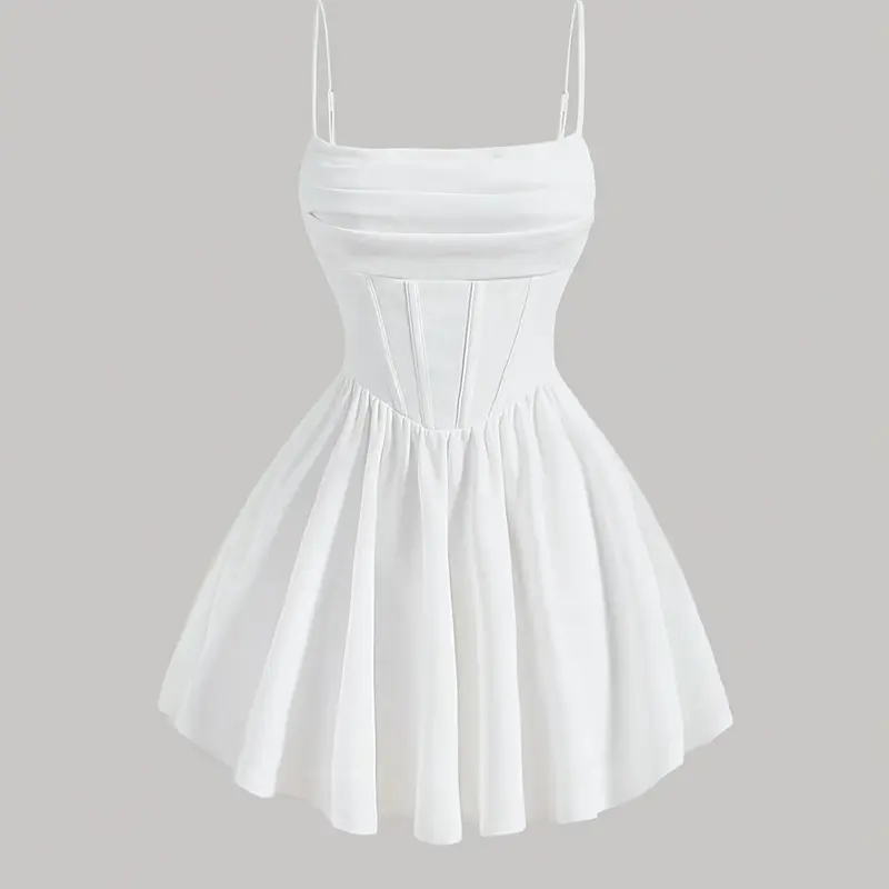 Women's Elegant Spaghetti Strap Strappy Knit Dress, Elegant Party Dress, Breathable Lightweight Sleeveless Backless Design, Perfect for Parties & Special Occasions, Stylish Summer Fit