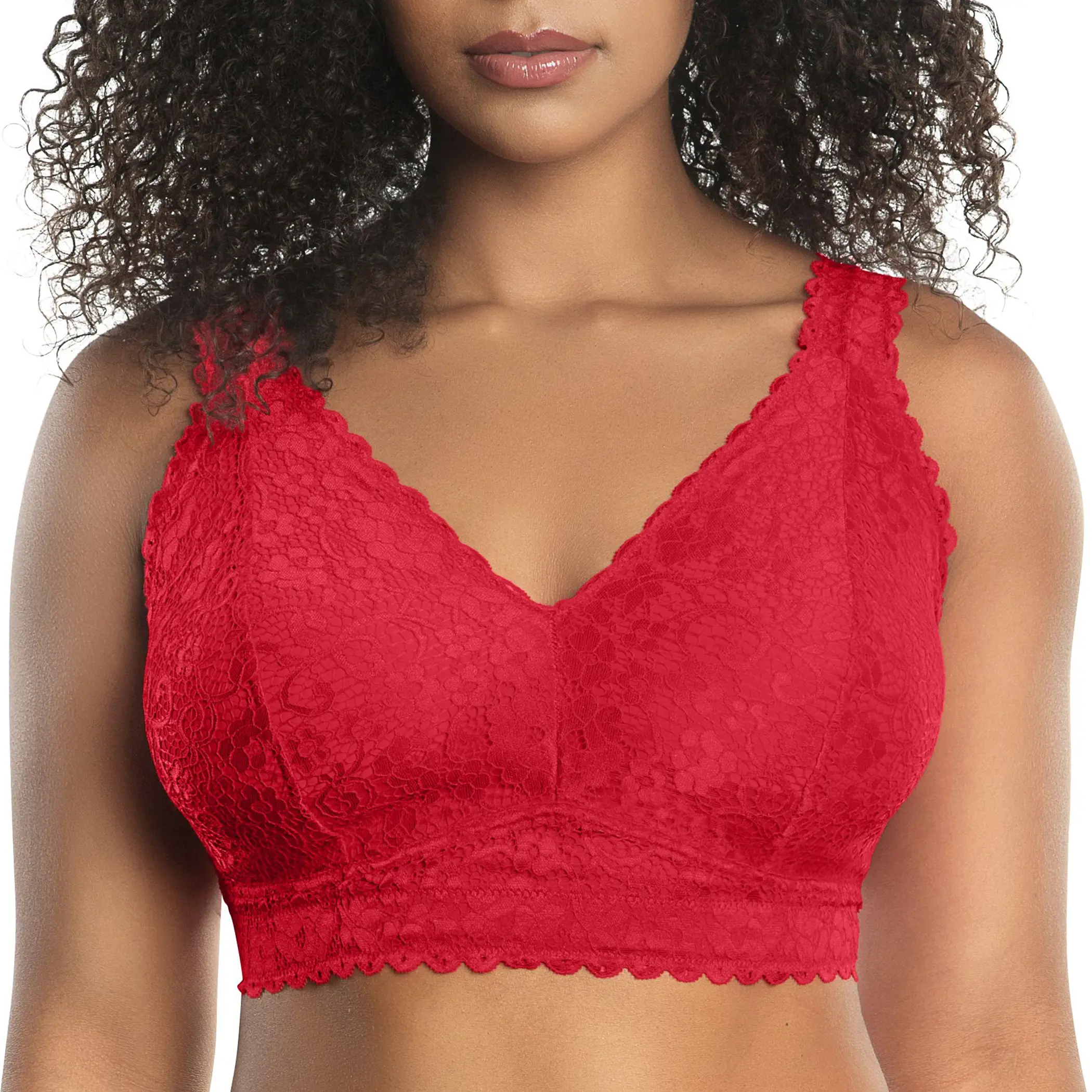 PARFAIT Adriana P5482 Womenswear Curvy and Full Busted Elegant and Feminine Soft Lace Fabric Comfort Fit Supportive Everyday Basic Wire-free Lace Bralette Bra with Criss Cross Racerback Feature Elegance Style