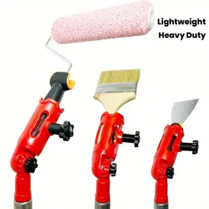 Multi-angle paintbrush extender with rotating head, suitable for high ceilings. An extension rod attachment for paintbrushes, rollers, and scrapers. Ideal for walls, corners, edges, and other painting tools. Paint extension rod, red.