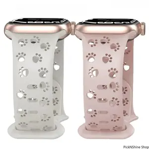 Dog Paw Silicone Watch Band, Soft Flexible Strap Compatible with Apple Watch Series and Ultra, Fits 38–49mm, Breathable Lightweight and Waterproof for Daily and Sports Use