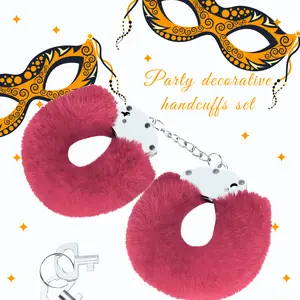Plush Pink Handcuffs - Soft And Playful Accessories For Young Girls Party; Comfortable Fit