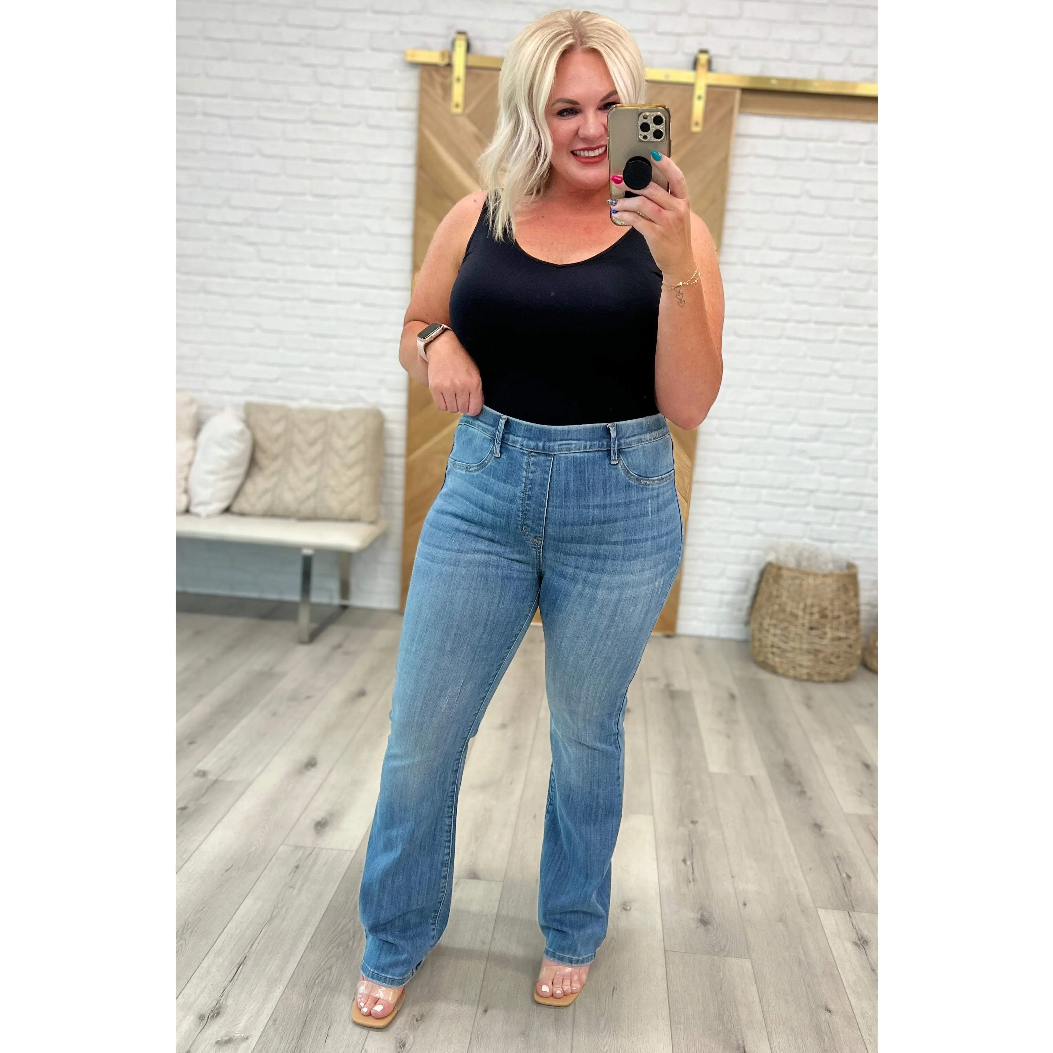 Paula High Rise Pull On Slim Bootcut