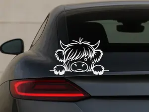 Highland Cow Sticker, Cute Fluffy Cow Vinyl Decal, Funny Highland Cattle Sticker for Laptop, Car, Water Bottle, Farm Animal Lover Gift