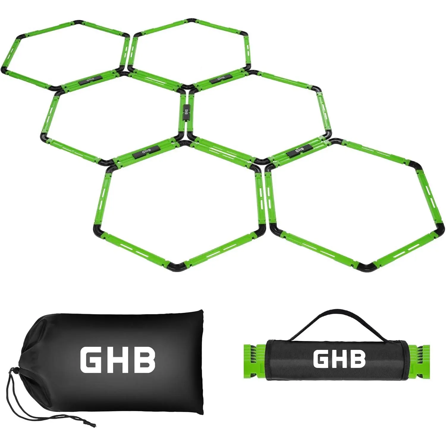 Hex Agility Rings Speed Rings with Carrying Bag 6 Set Portable Hexagon Rings, Agility Ladder for Agility Footwork Training