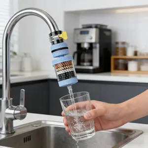 Two-Pack Faucet Filter Set, Six-Layer Quick Filtering, Universal Fit, Splash-Proof, Water Saving Durable, for Bathtub & Kitchen Sink